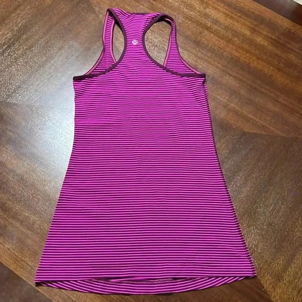 Lululemon Cool Racerback Hyper Stripe Raspberry Glo Light / Plum - Picture 6 of 8